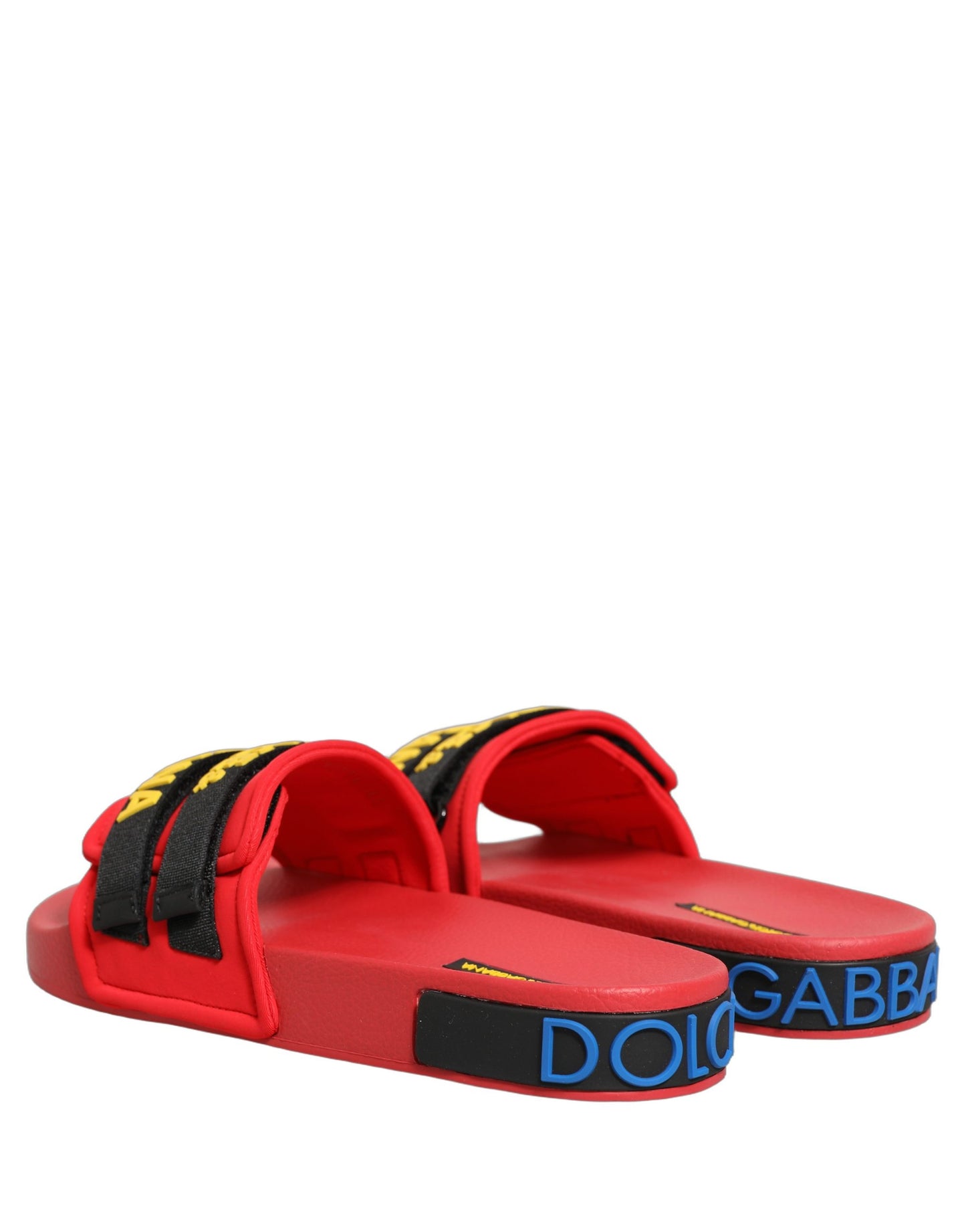 Dolce & Gabbana Red Neoprene Slides Flats Beachwear Shoes Curated Luxury Accessories by Orvyn