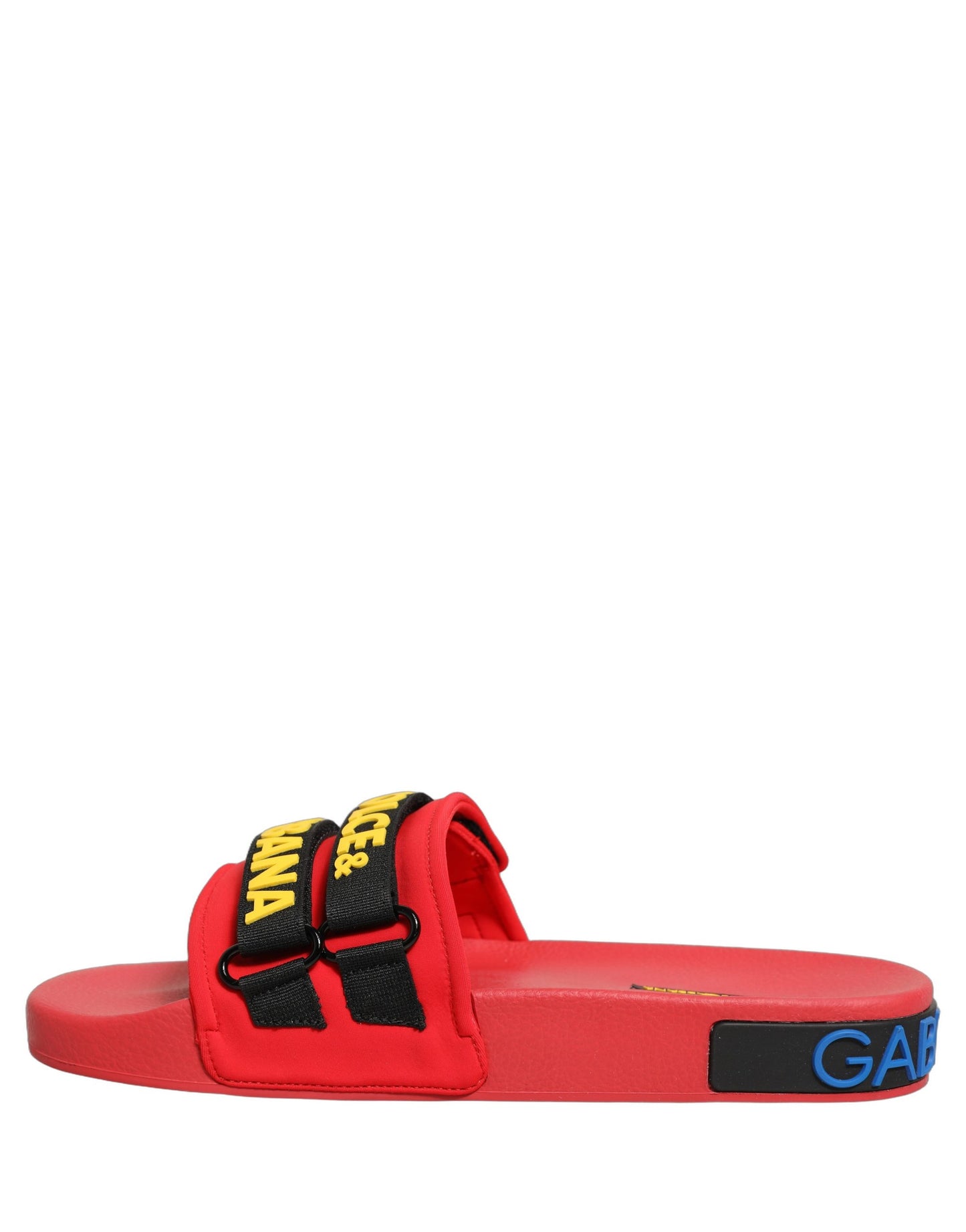 Dolce & Gabbana Red Neoprene Slides Flats Beachwear Shoes Curated Luxury Accessories by Orvyn