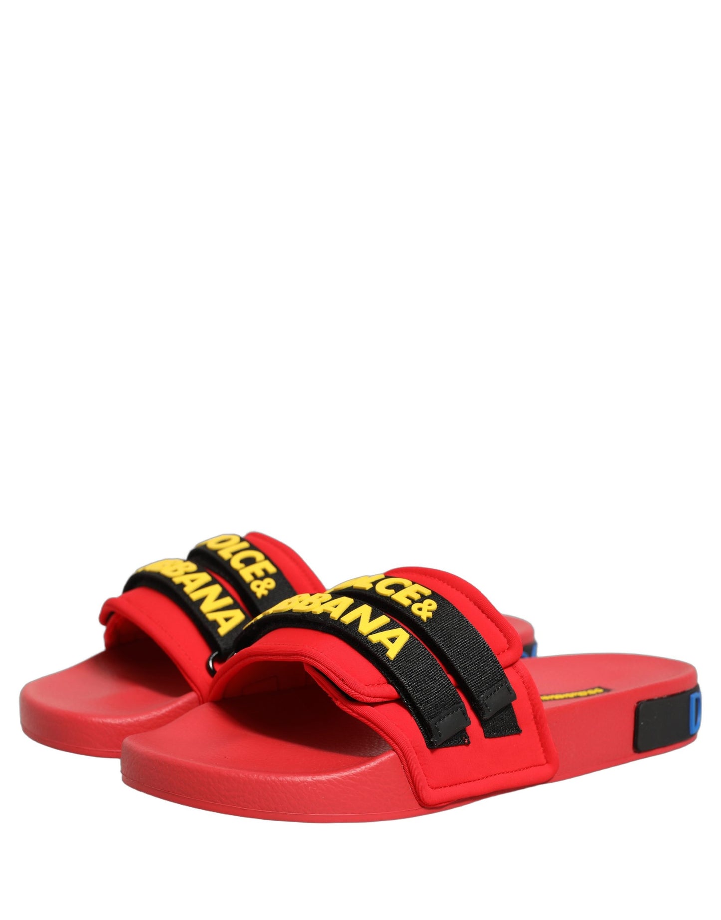 Dolce & Gabbana Red Neoprene Slides Flats Beachwear Shoes Curated Luxury Accessories by Orvyn