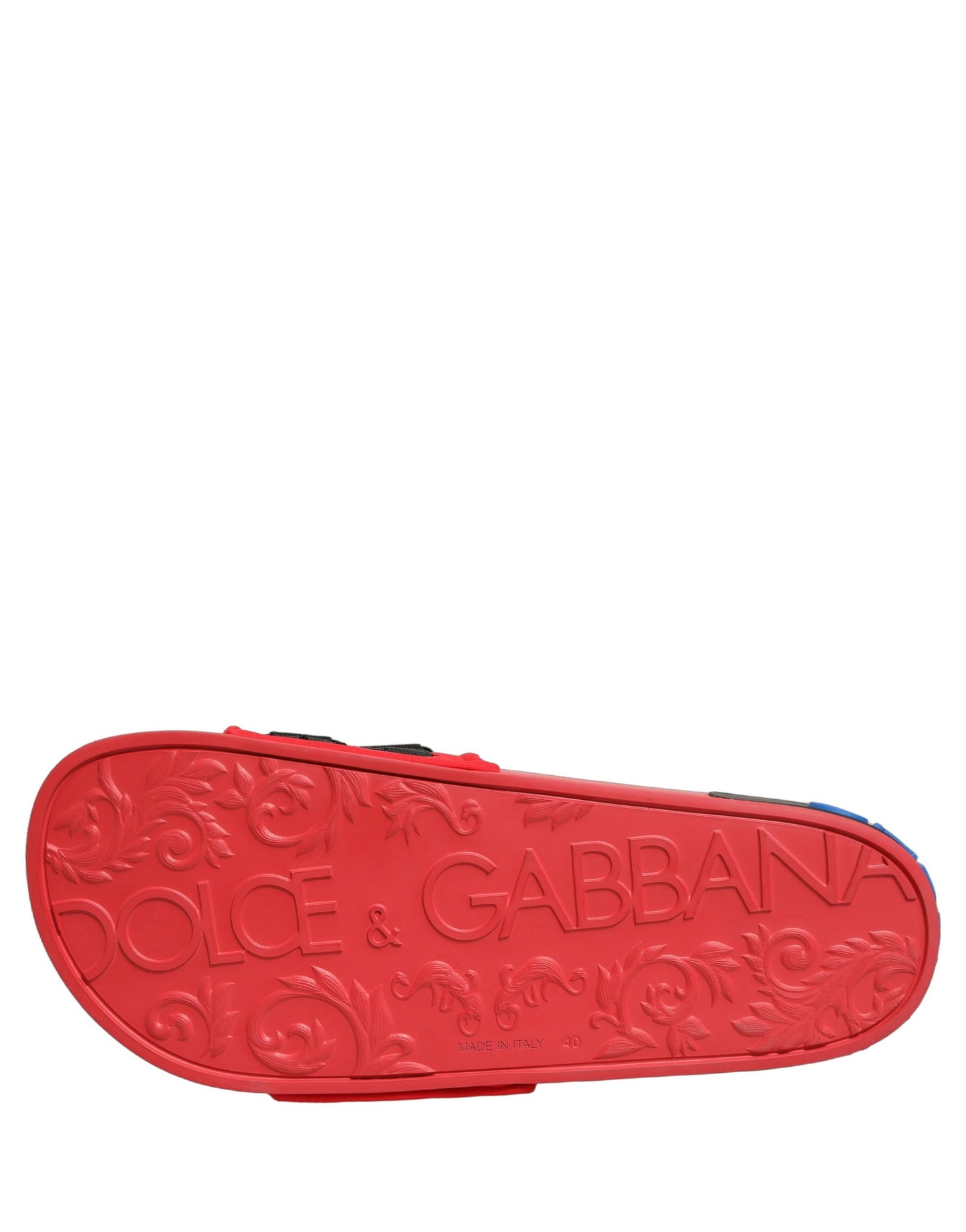 Dolce & Gabbana Red Neoprene Slides Flats Beachwear Shoes Curated Luxury Accessories by Orvyn
