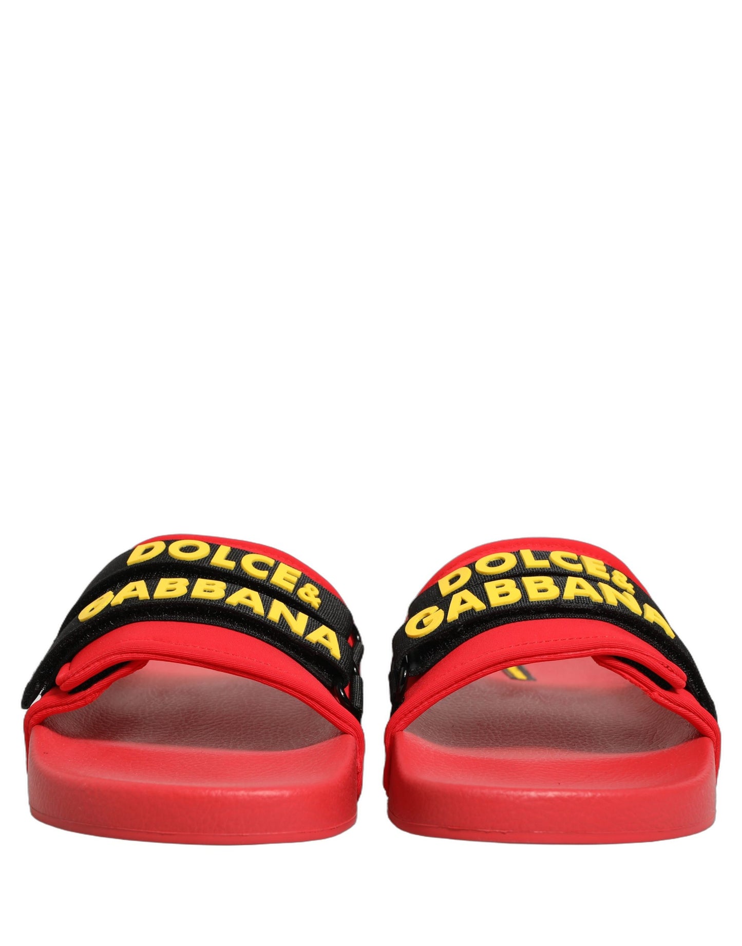 Dolce & Gabbana Red Neoprene Slides Flats Beachwear Shoes Curated Luxury Accessories by Orvyn