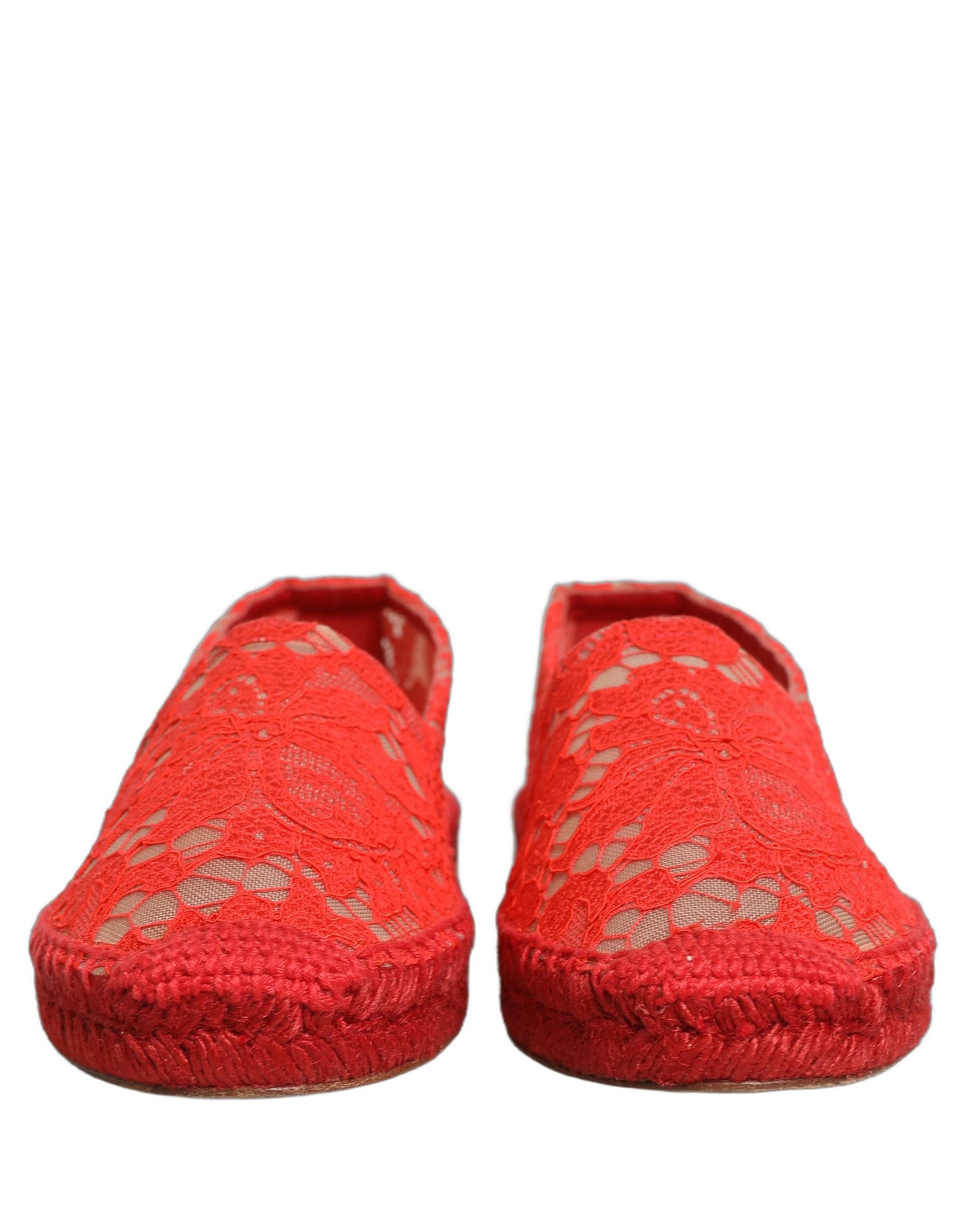 Dolce & Gabbana Red Taormina Lace Espadrille Flats Shoes Curated Luxury Accessories by Orvyn