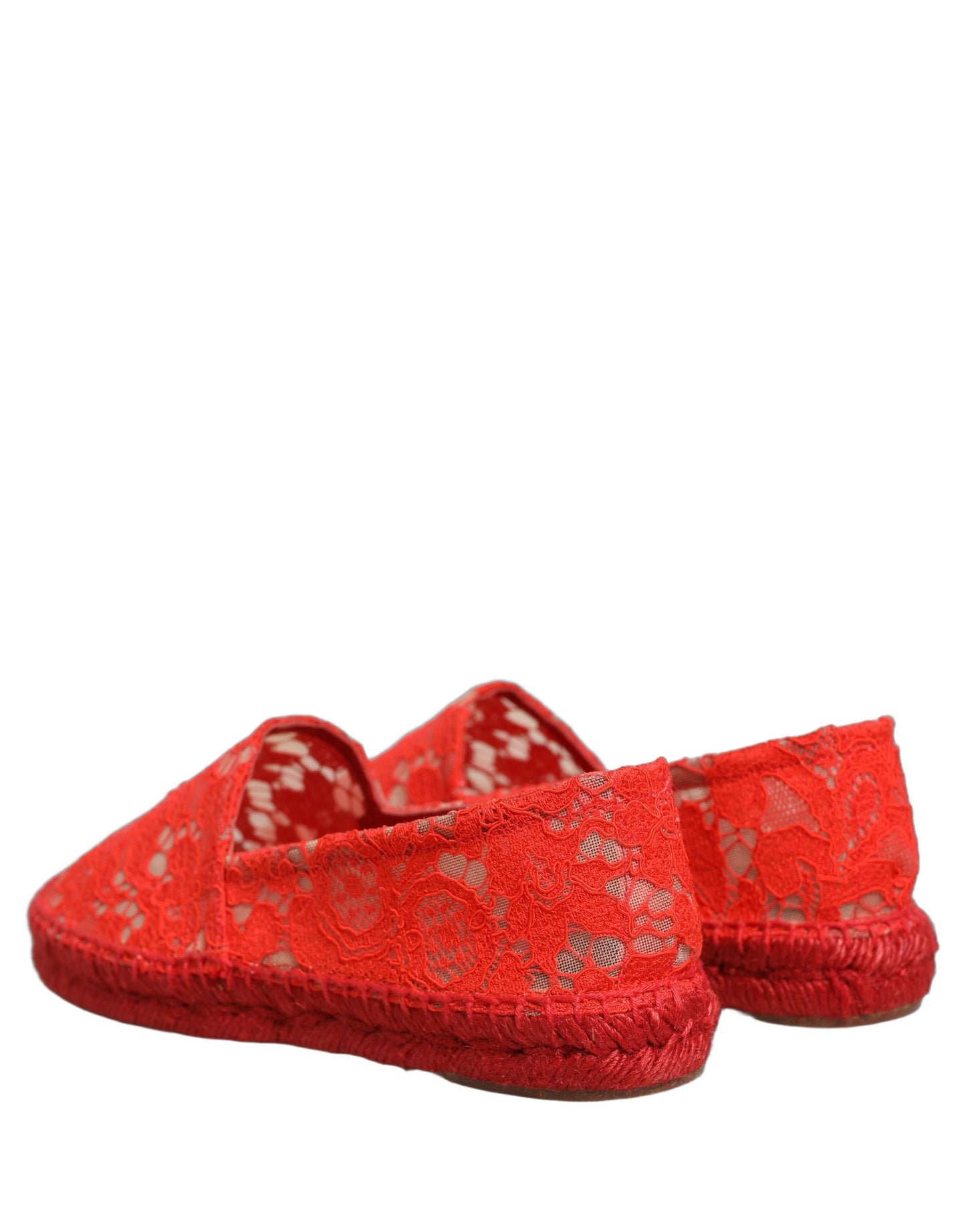 Dolce & Gabbana Red Taormina Lace Espadrille Flats Shoes Curated Luxury Accessories by Orvyn