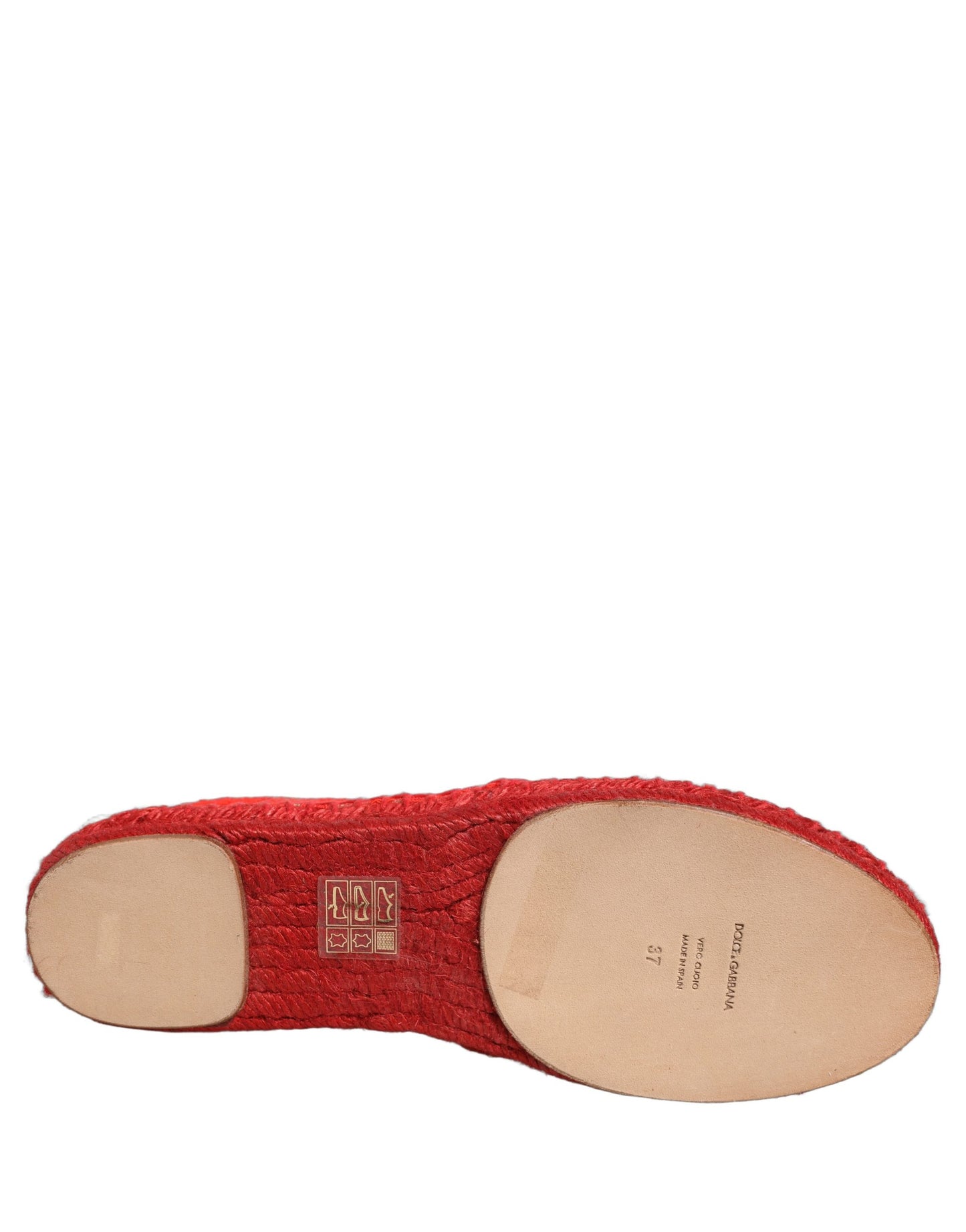 Dolce & Gabbana Red Taormina Lace Espadrille Flats Shoes Curated Luxury Accessories by Orvyn