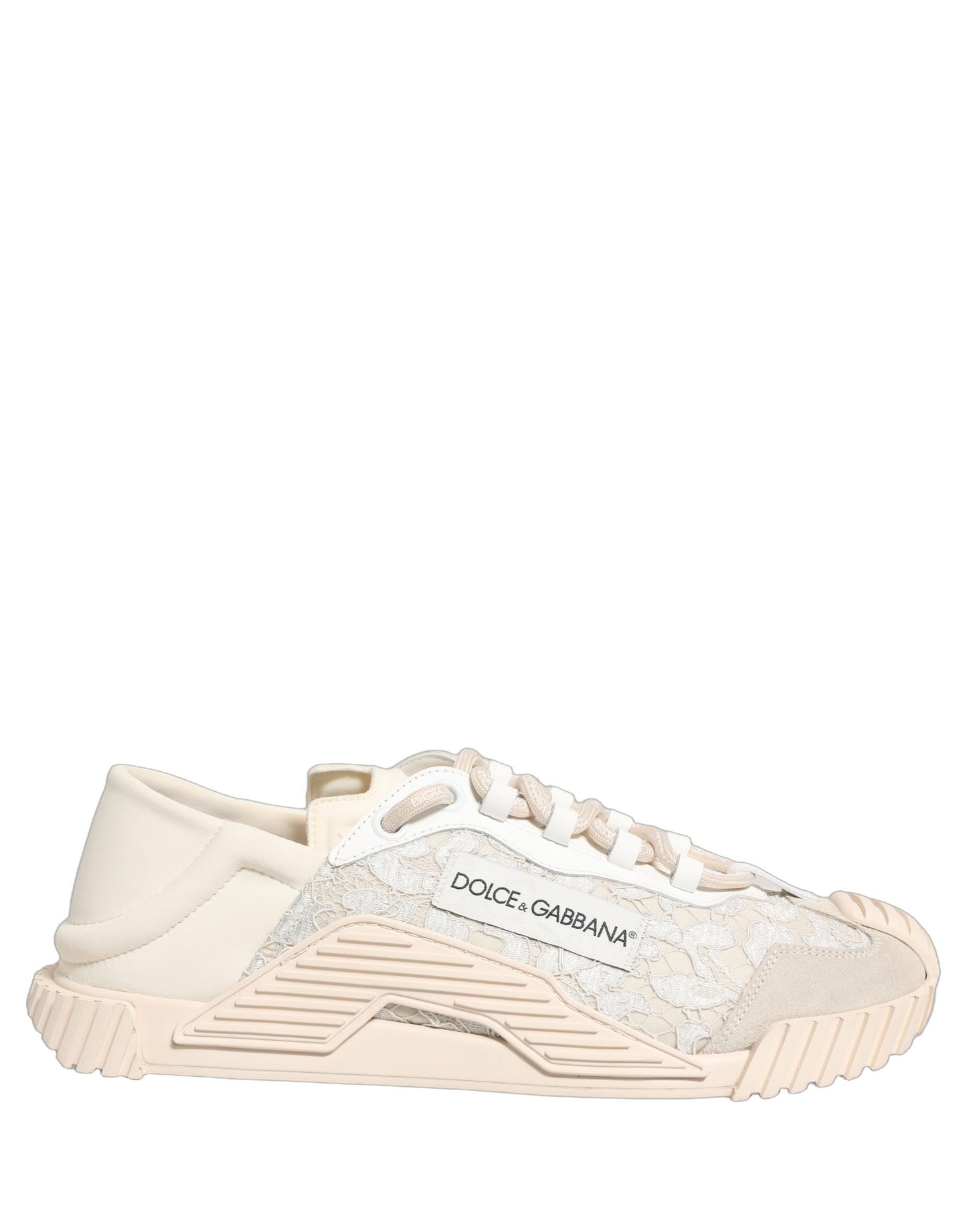 Dolce & Gabbana White Lace NS1 Low Top Sneaker Sports Shoes Curated Luxury Accessories by Orvyn