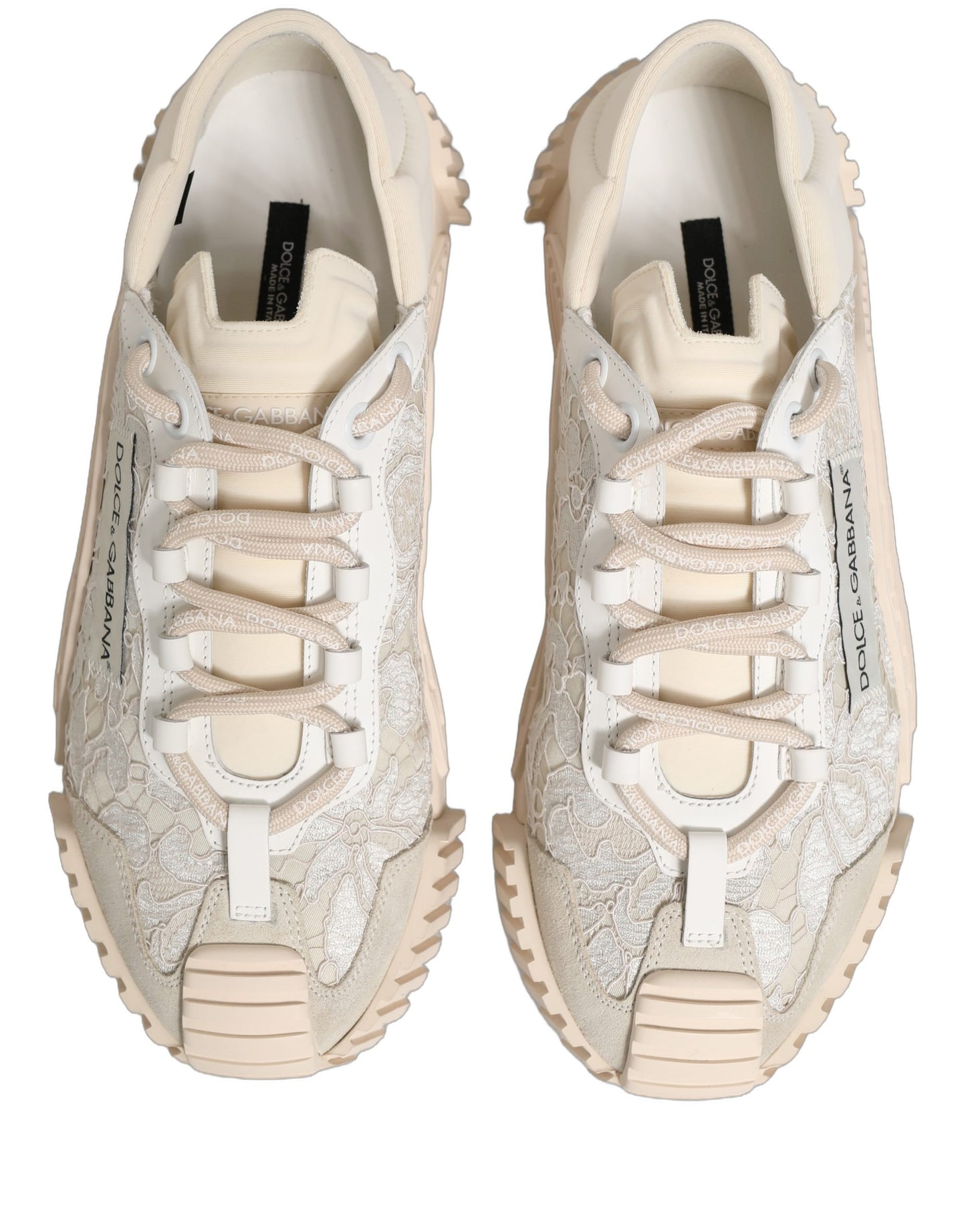 Dolce & Gabbana White Lace NS1 Low Top Sneaker Sports Shoes Curated Luxury Accessories by Orvyn