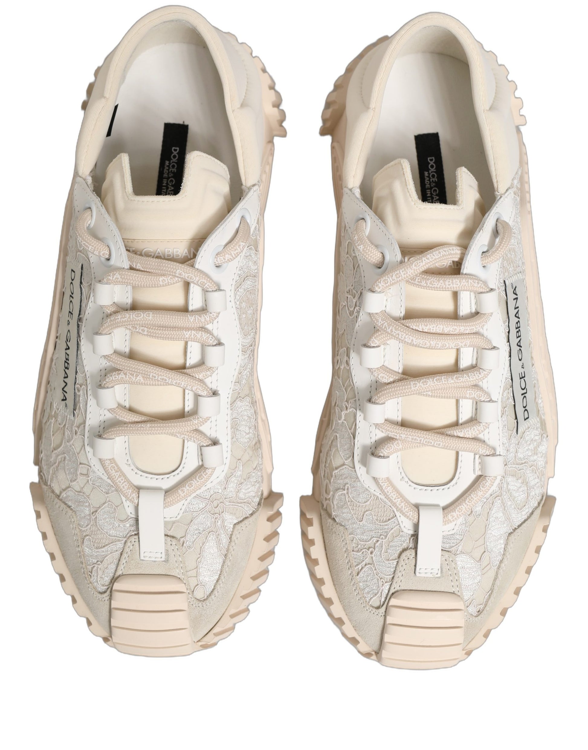 Dolce & Gabbana White Lace NS1 Low Top Sneaker Sports Shoes Curated Luxury Accessories by Orvyn