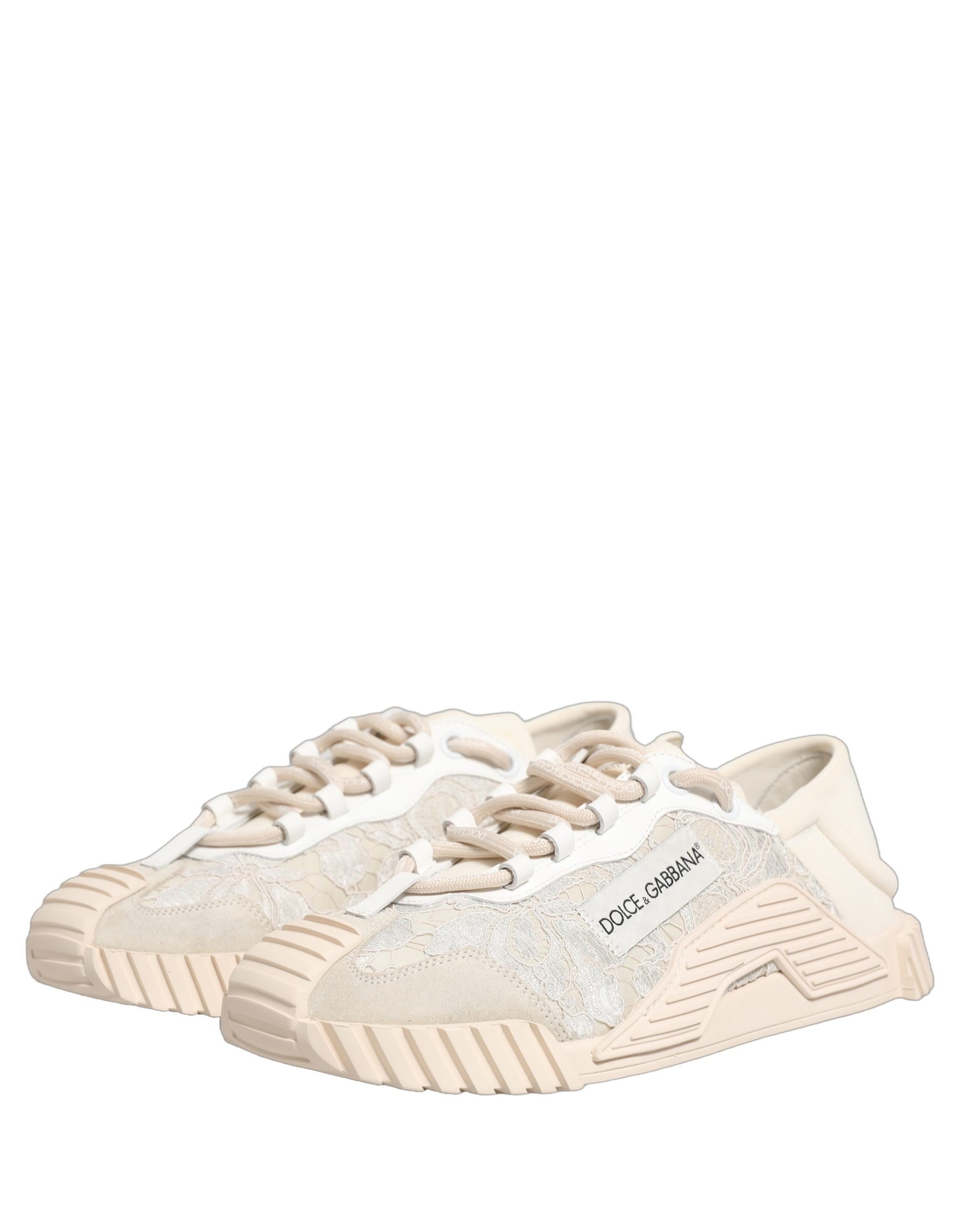 Dolce & Gabbana White Lace NS1 Low Top Sneaker Sports Shoes Curated Luxury Accessories by Orvyn