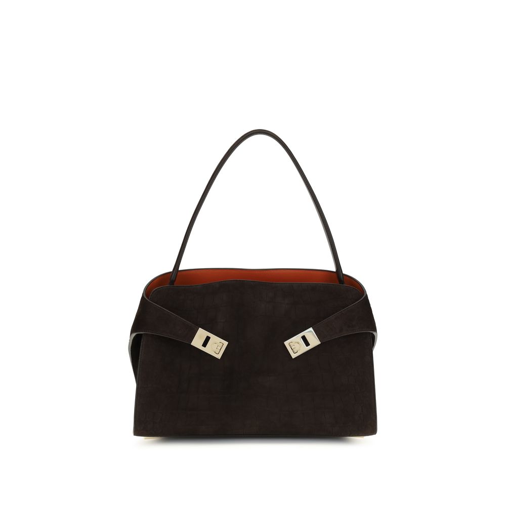 Ferragamo Brown Calf Leather Bos Taurus Shoulder Bag Curated Luxury Accessories by Orvyn