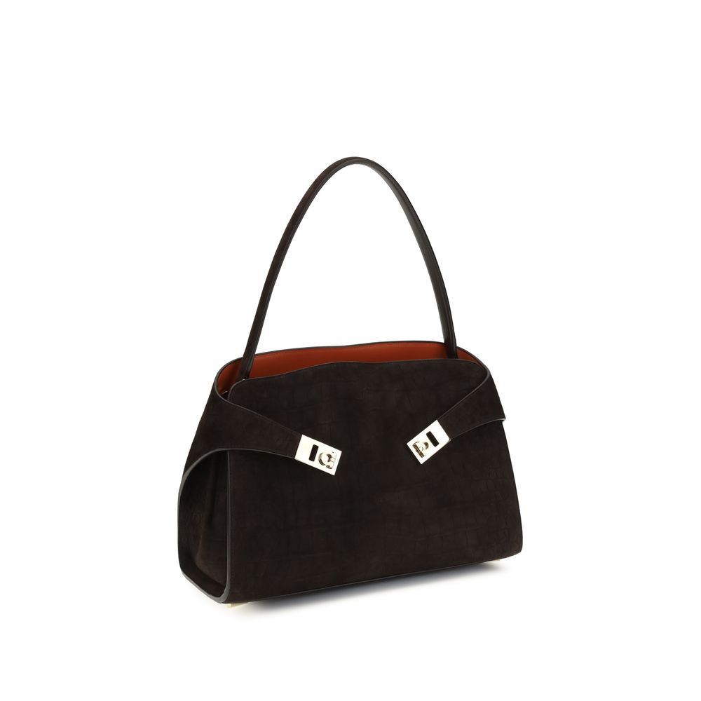 Ferragamo Brown Calf Leather Bos Taurus Shoulder Bag Curated Luxury Accessories by Orvyn