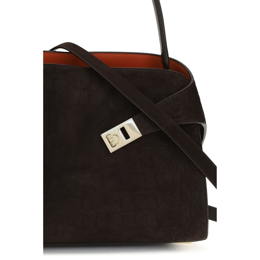 Ferragamo Brown Calf Leather Bos Taurus Shoulder Bag Curated Luxury Accessories by Orvyn