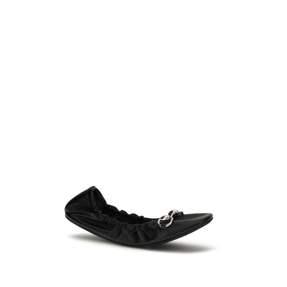 Gucci Black Calf Leather Bos Taurus Ballet Flats Curated Luxury Accessories by Orvyn