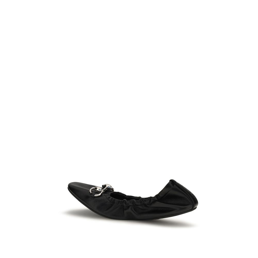 Gucci Black Calf Leather Bos Taurus Ballet Flats Curated Luxury Accessories by Orvyn
