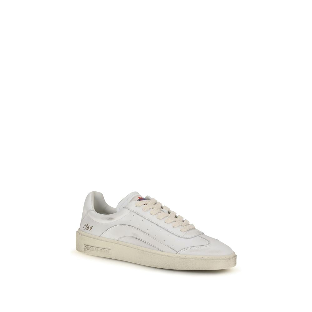 Dsquared² White Calf Leather Bos Taurus Low Top Sneakers Curated Luxury Accessories by Orvyn