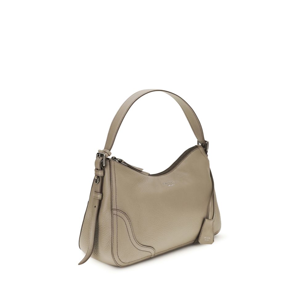 Prada Gray Calf Leather Bos Taurus Shoulder Bag Curated Luxury Accessories by Orvyn