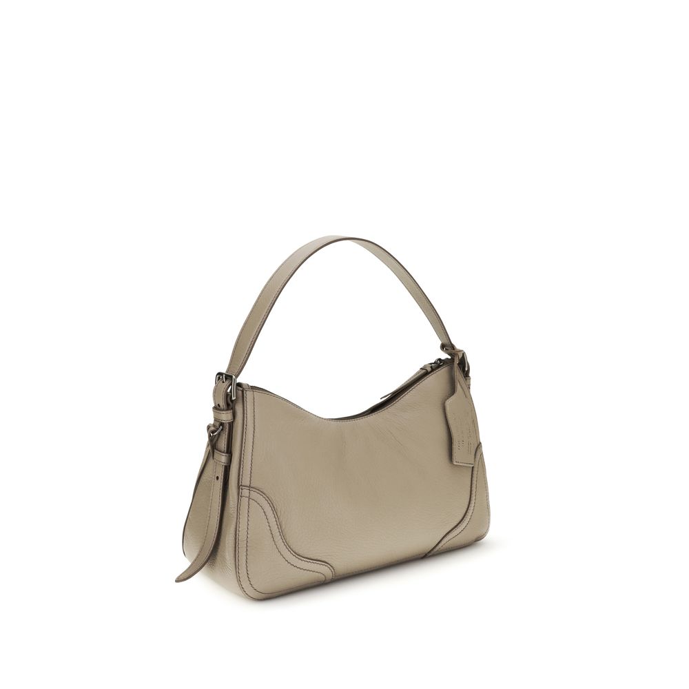 Prada Gray Calf Leather Bos Taurus Shoulder Bag Curated Luxury Accessories by Orvyn