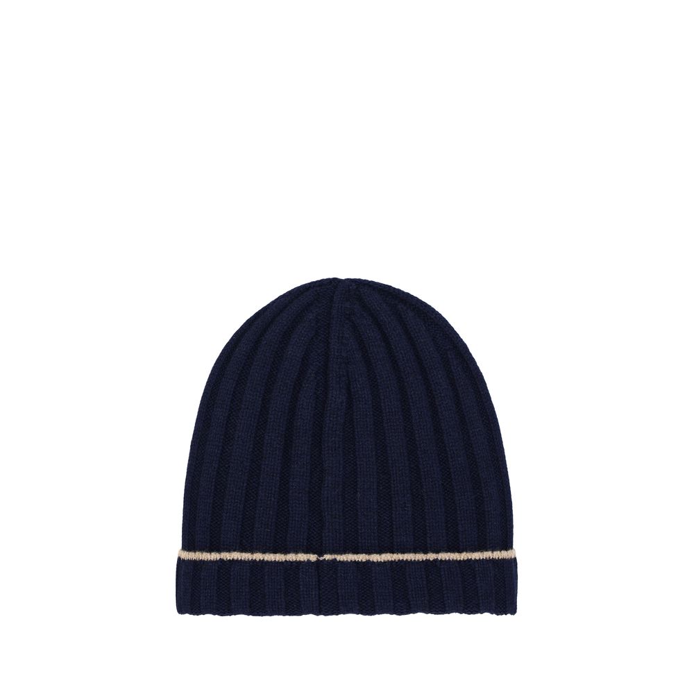 Brunello Cucinelli Blue Cashmere Beanie Curated Luxury Accessories by Orvyn