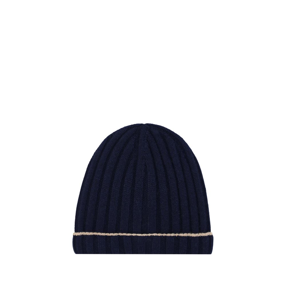 Brunello Cucinelli Blue Cashmere Beanie Curated Luxury Accessories by Orvyn