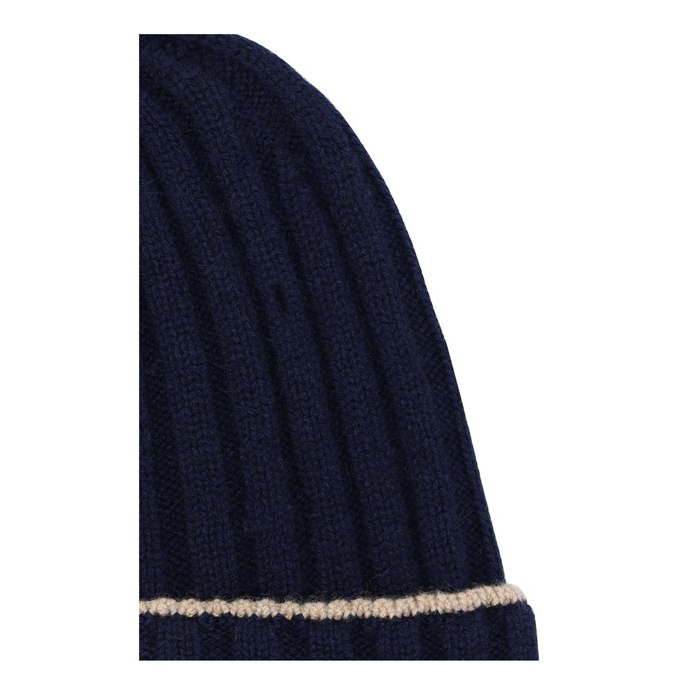Brunello Cucinelli Blue Cashmere Beanie Curated Luxury Accessories by Orvyn