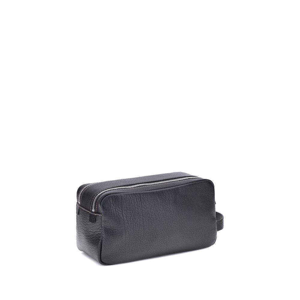 Brunello Cucinelli Black Calf Leather Bos Taurus Airpod Holder Curated Luxury Accessories by Orvyn