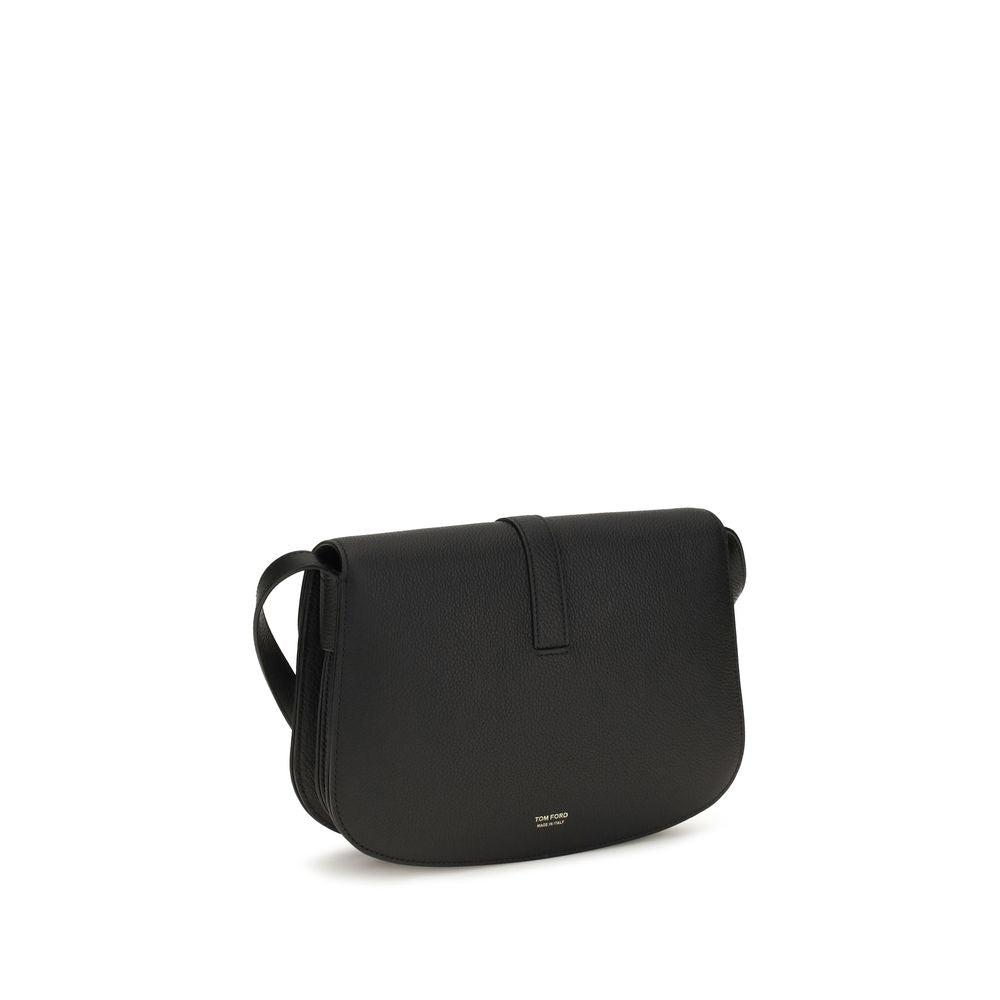 Tom Ford Black Calf Leather Bos Taurus Shoulder Bag Curated Luxury Accessories by Orvyn