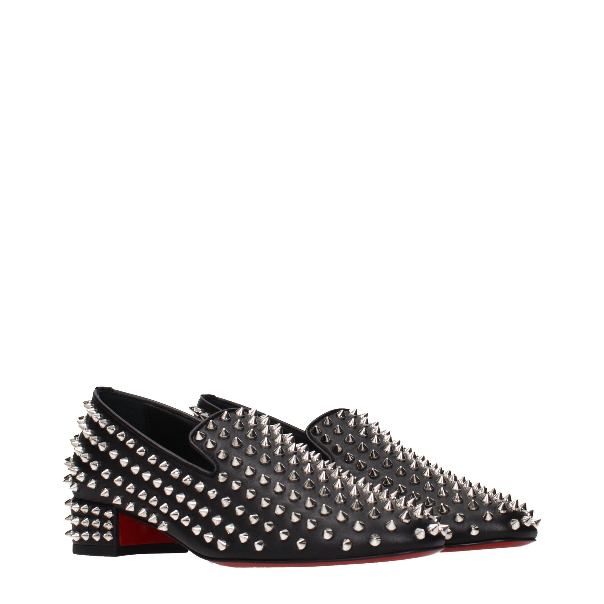 Christian Louboutin Black Leather Slip-On Loafers Curated Luxury Accessories by Orvyn
