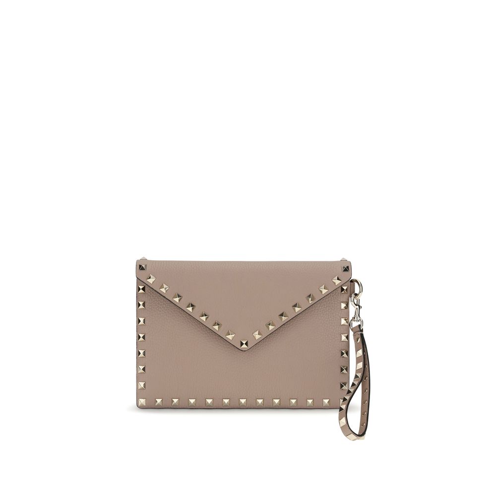 Valentino Garavani Beige Calf Leather Bos Taurus Clutch Bag Curated Luxury Accessories by Orvyn