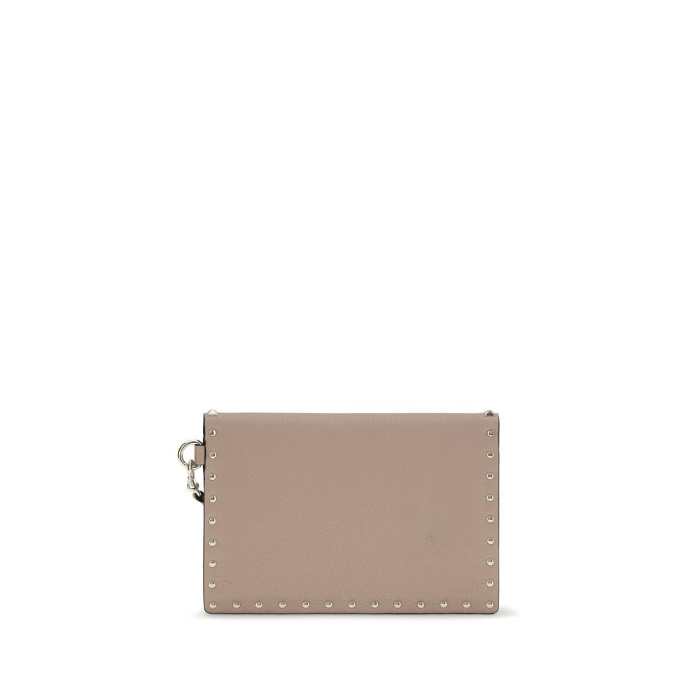 Valentino Garavani Beige Calf Leather Bos Taurus Clutch Bag Curated Luxury Accessories by Orvyn