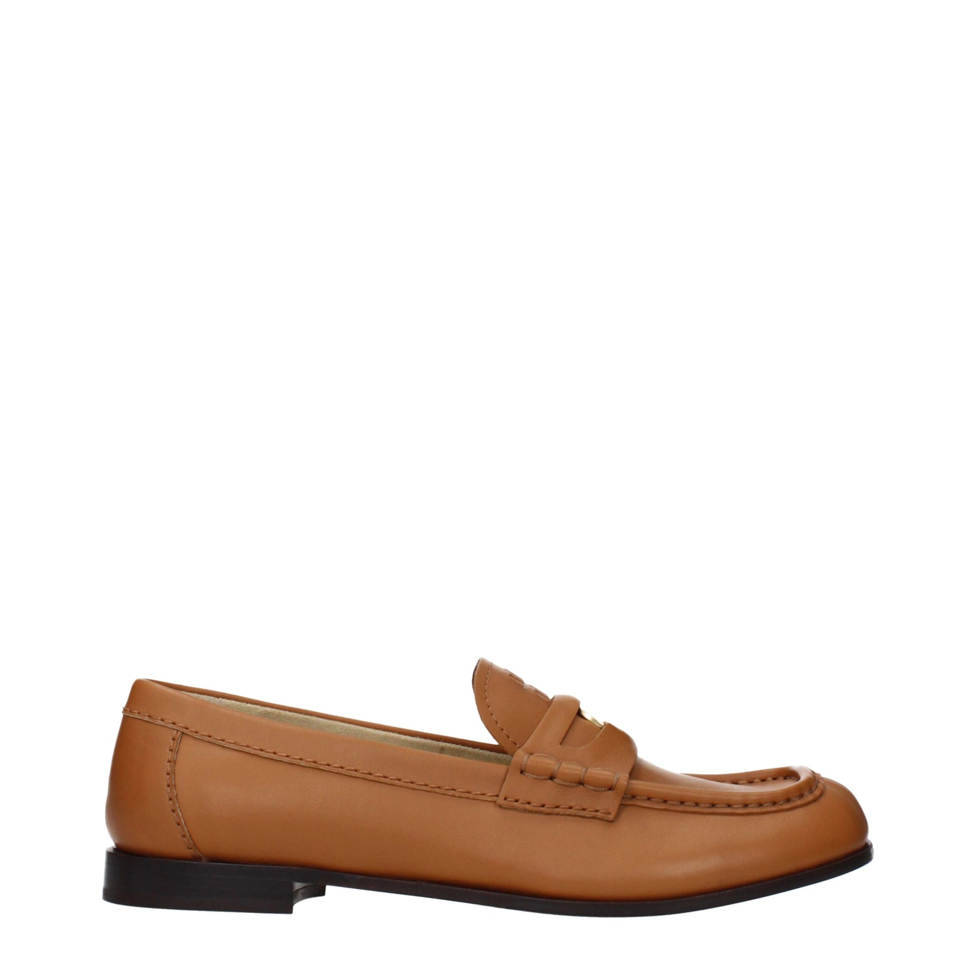 Miu Miu Brown Leather Slip-On Loafers Curated Luxury Accessories by Orvyn