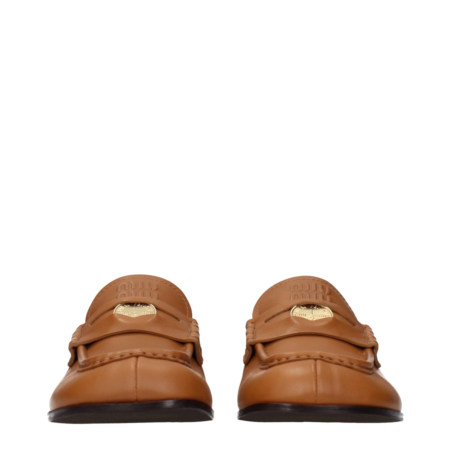 Miu Miu Brown Leather Slip-On Loafers Curated Luxury Accessories by Orvyn
