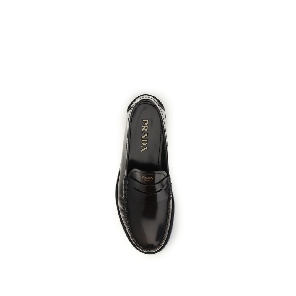 Prada Brown Ruched Toe Penny Loafers