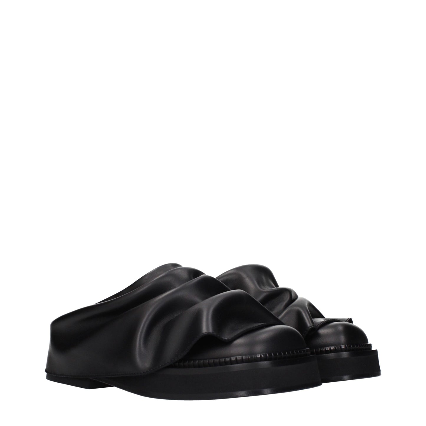 The Attico Black Leather Slippers Curated Luxury Accessories by Orvyn