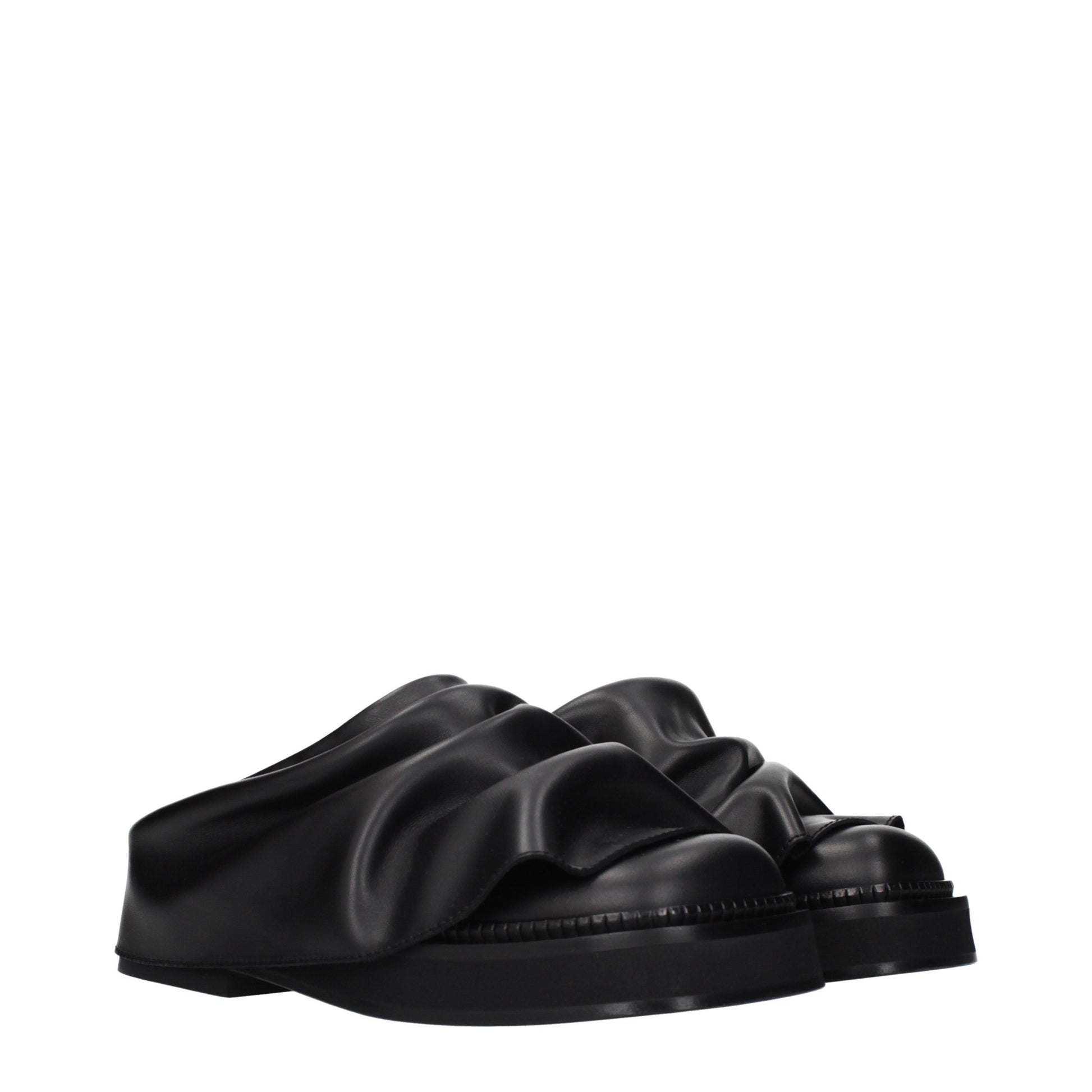 The Attico Black Leather Slippers Curated Luxury Accessories by Orvyn