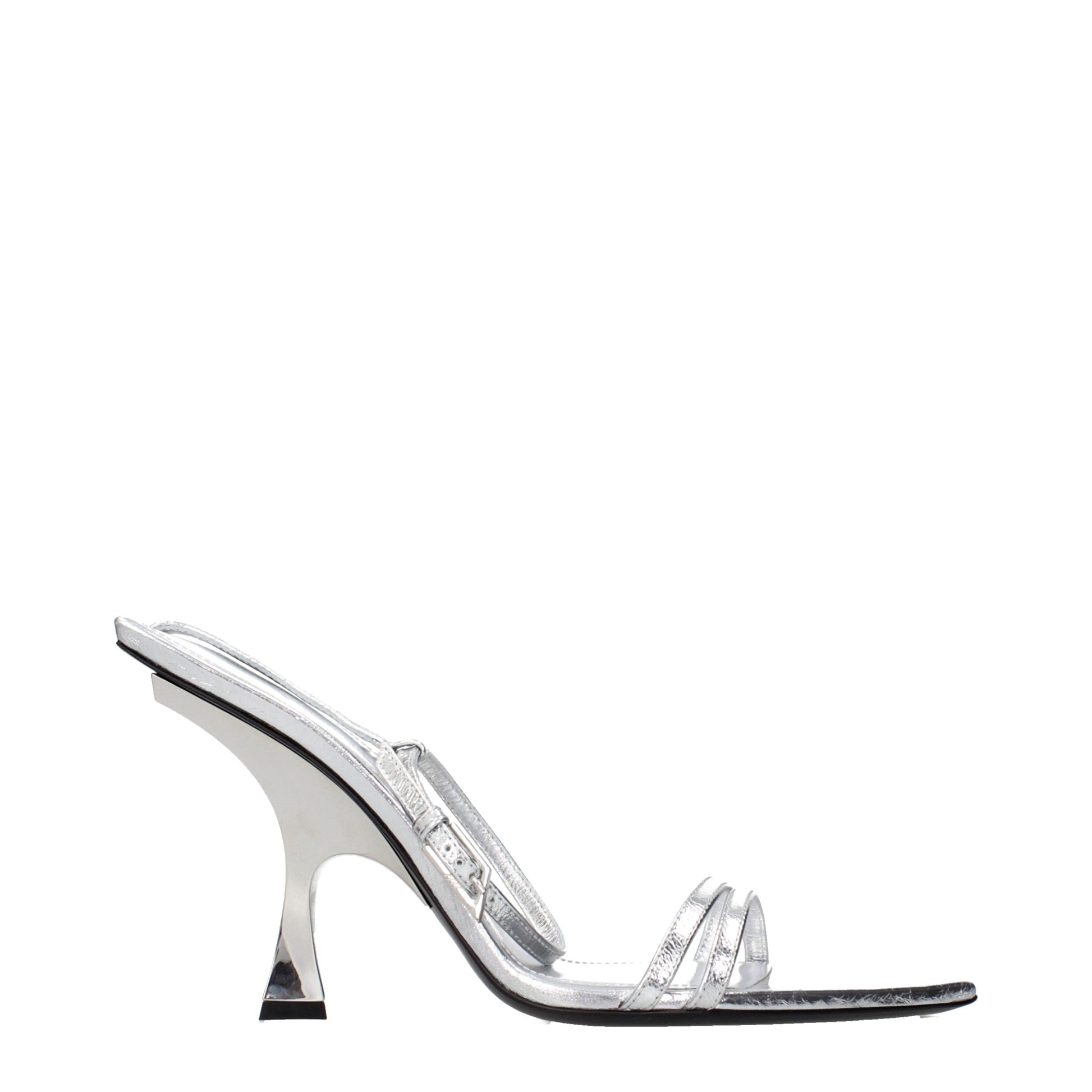 The Attico Gray Leather Stiletto Heel Sandals Curated Luxury Accessories by Orvyn