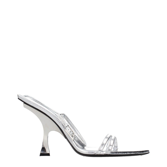 The Attico Gray Leather Stiletto Heel Sandals Curated Luxury Accessories by Orvyn