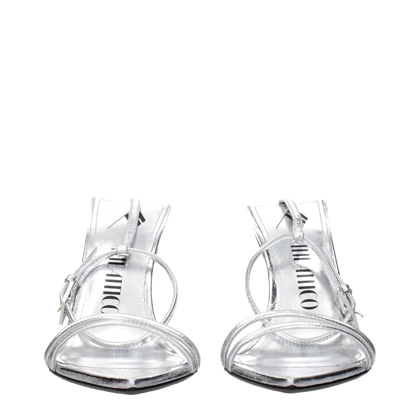 The Attico Gray Leather Stiletto Heel Sandals Curated Luxury Accessories by Orvyn