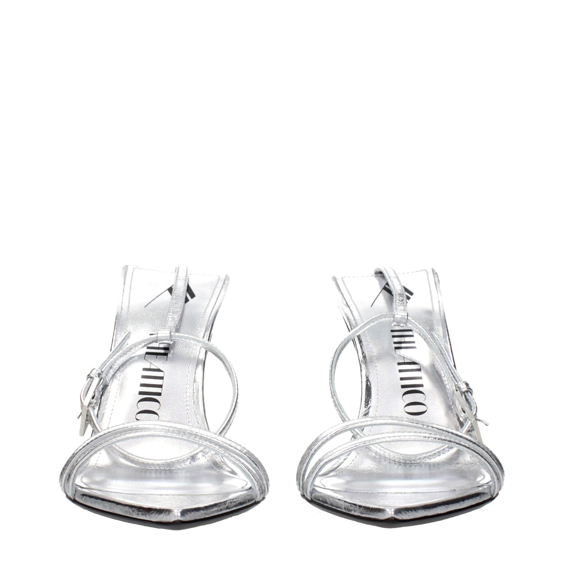 The Attico Gray Leather Stiletto Heel Sandals Curated Luxury Accessories by Orvyn