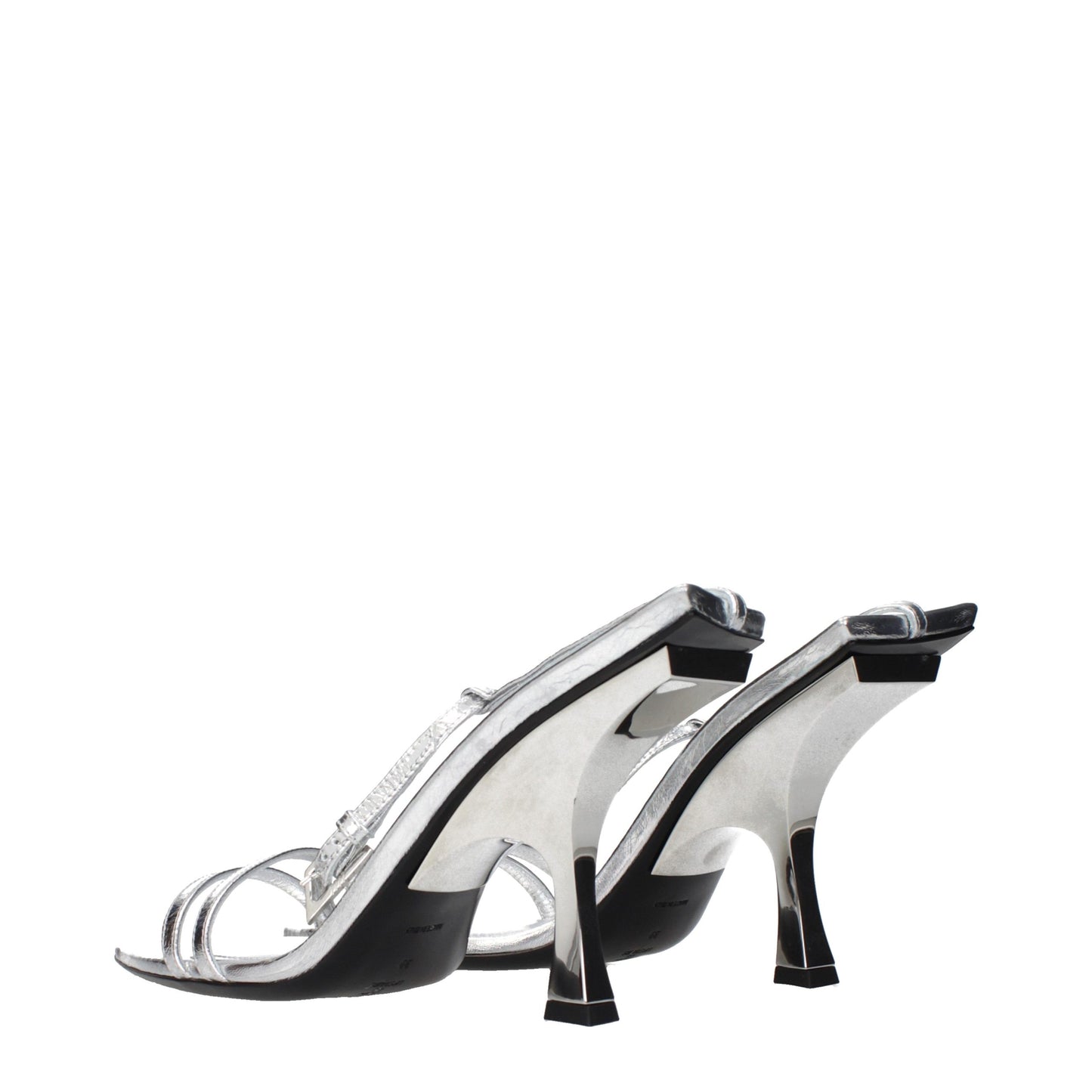 The Attico Gray Leather Stiletto Heel Sandals Curated Luxury Accessories by Orvyn