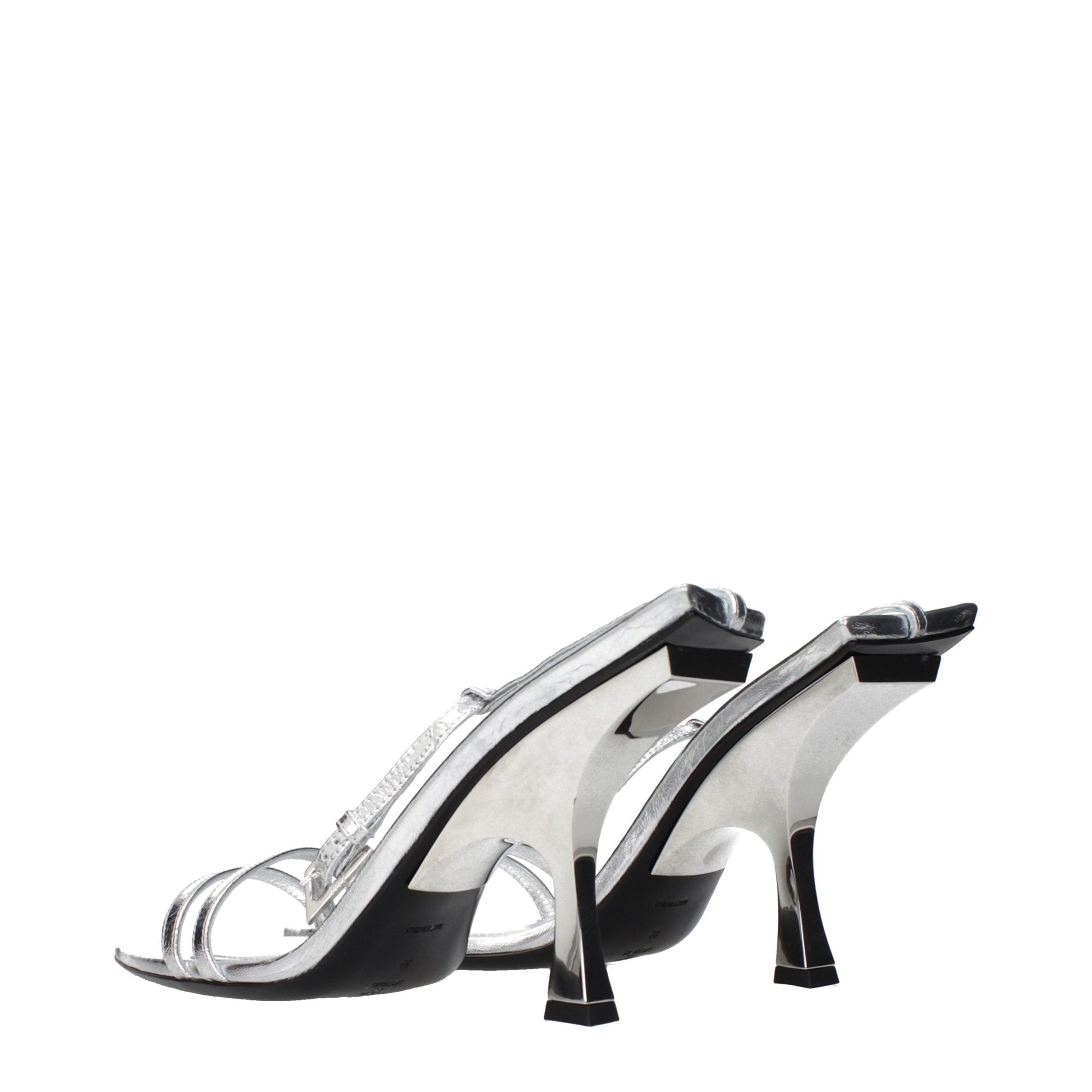 The Attico Gray Leather Stiletto Heel Sandals Curated Luxury Accessories by Orvyn