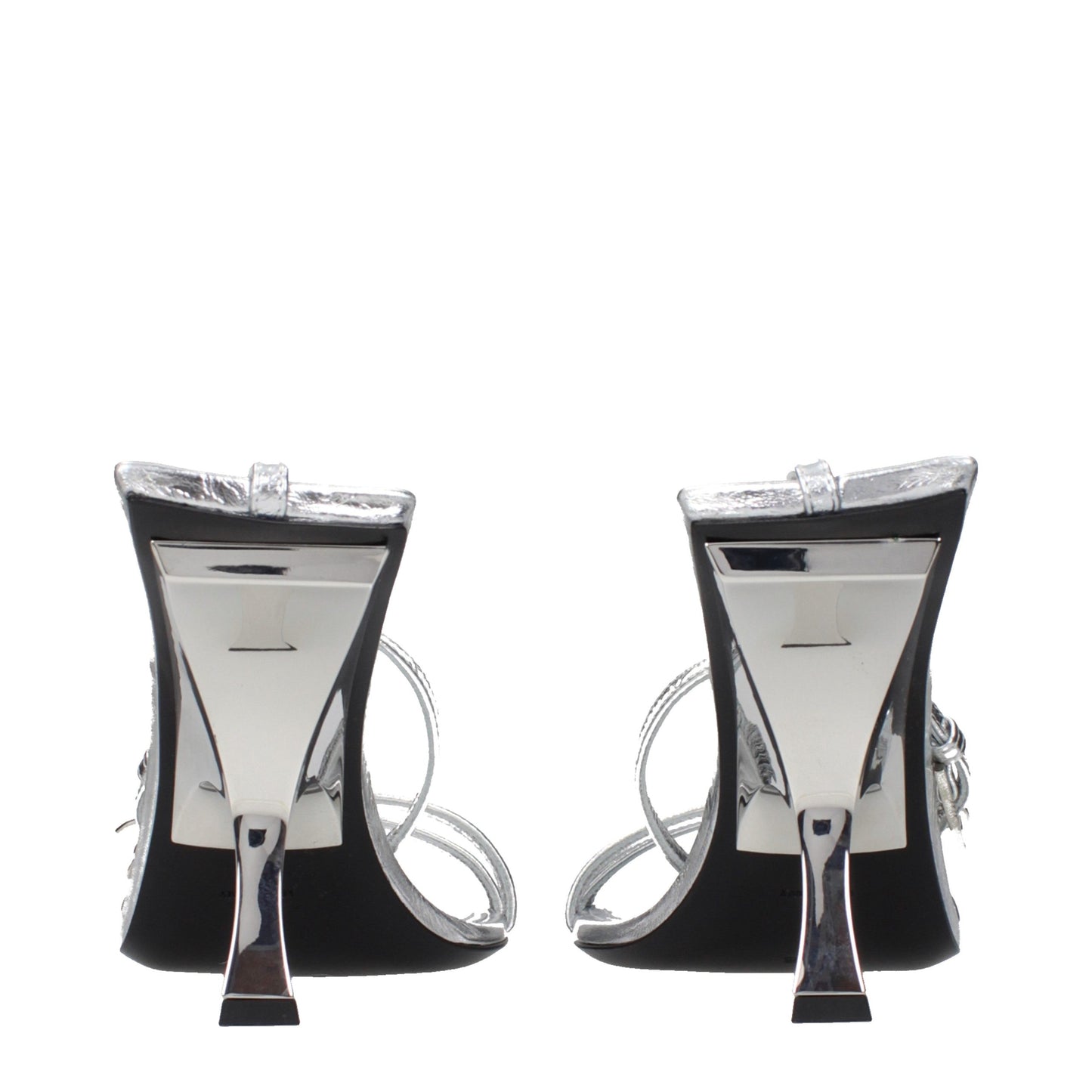 The Attico Gray Leather Stiletto Heel Sandals Curated Luxury Accessories by Orvyn