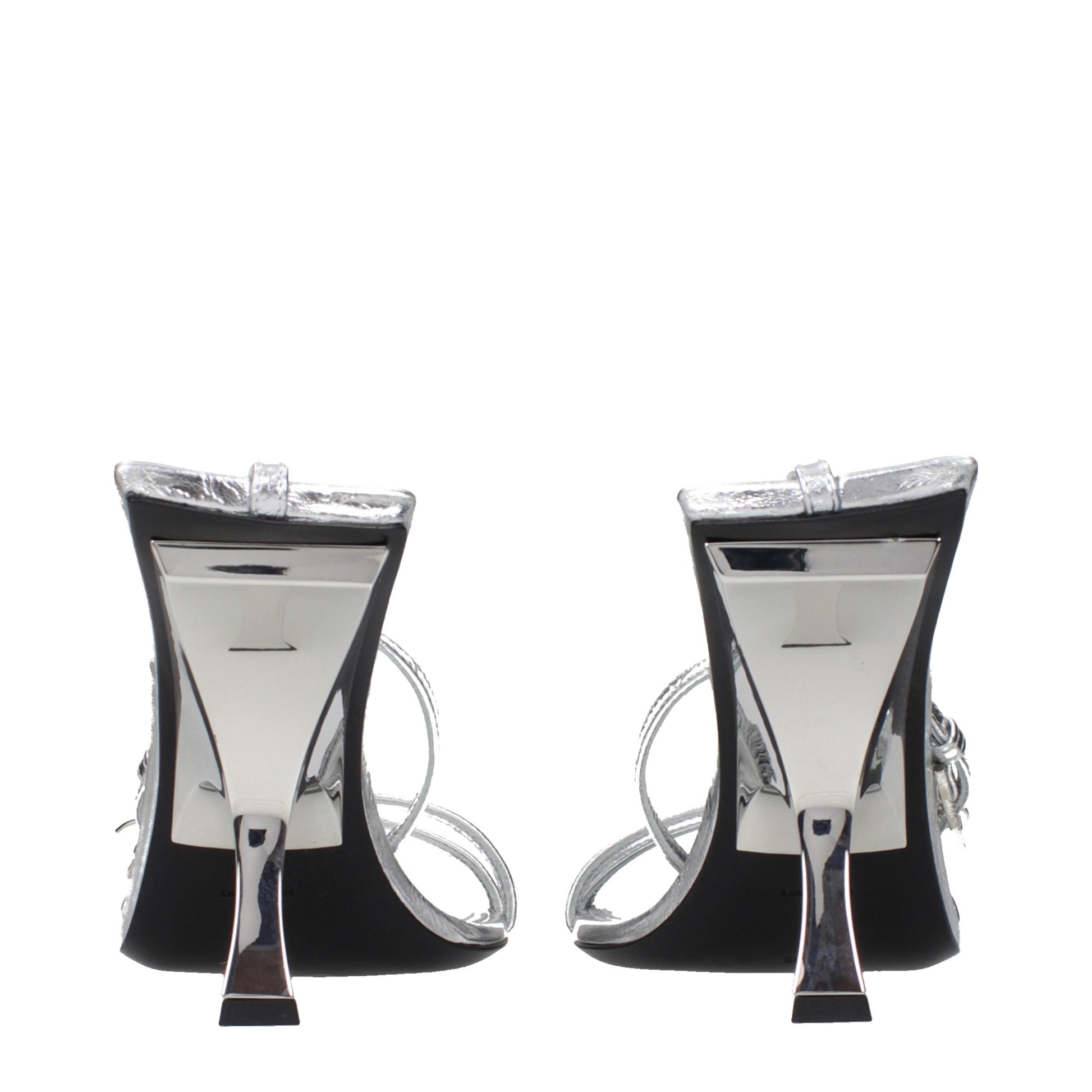 The Attico Gray Leather Stiletto Heel Sandals Curated Luxury Accessories by Orvyn