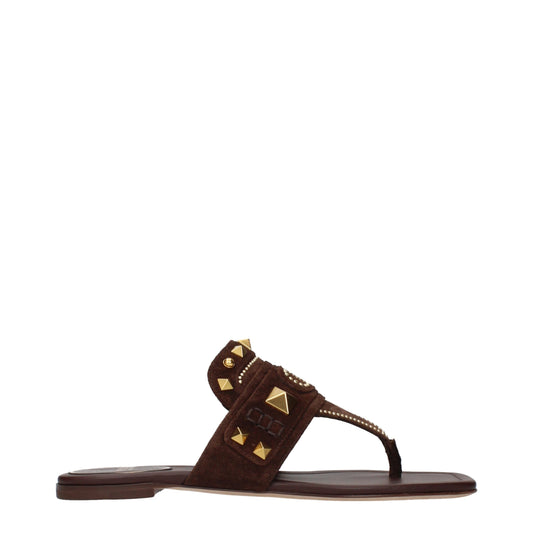 Valentino Garavani Brown Leather Flip-Flop Sandals braun