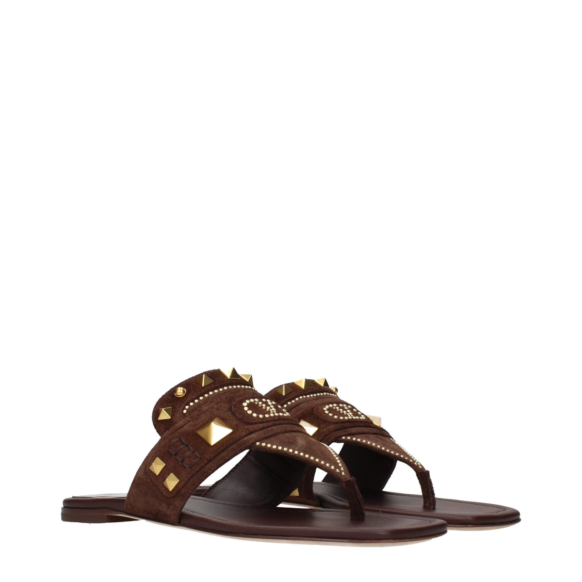 Valentino Garavani Brown Leather Flip-Flop Sandals braun