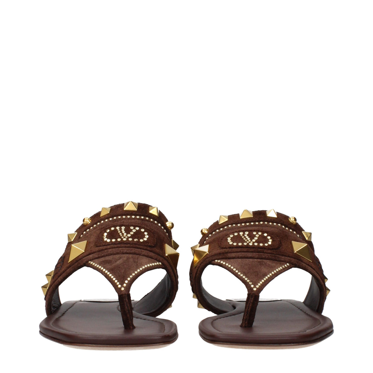Valentino Garavani Brown Leather Flip-Flop Sandals braun