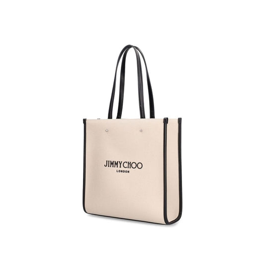Jimmy Choo Beige Avenue Canvas Tote Bag Tote Bag