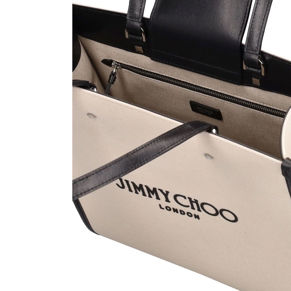Jimmy Choo Beige Avenue Canvas Tote Bag Tote Bag