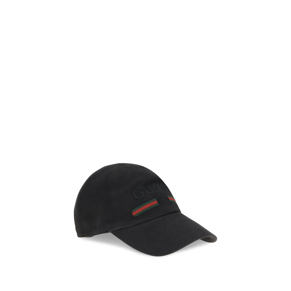 Gucci Black Cotton Cap (Baseball Hat) Curated Luxury Accessories by Orvyn