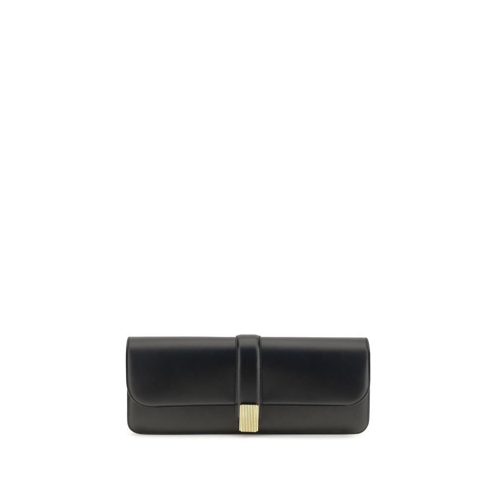 Khaite Black Calf Leather Bos Taurus Clutch Bag Curated Luxury Accessories by Orvyn