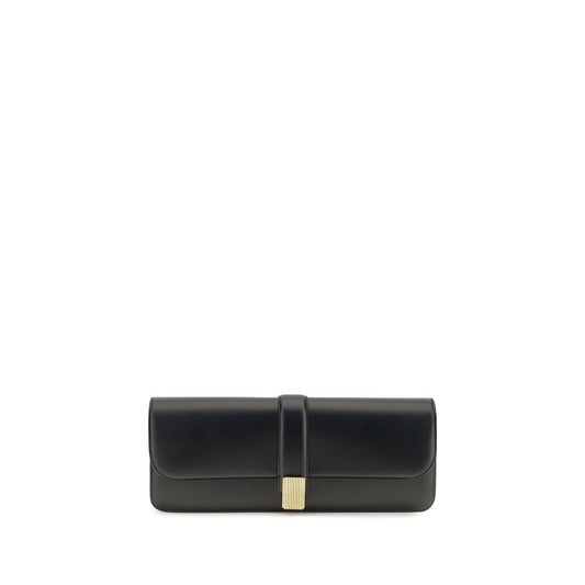 Khaite Black Calf Leather Bos Taurus Clutch Bag Curated Luxury Accessories by Orvyn
