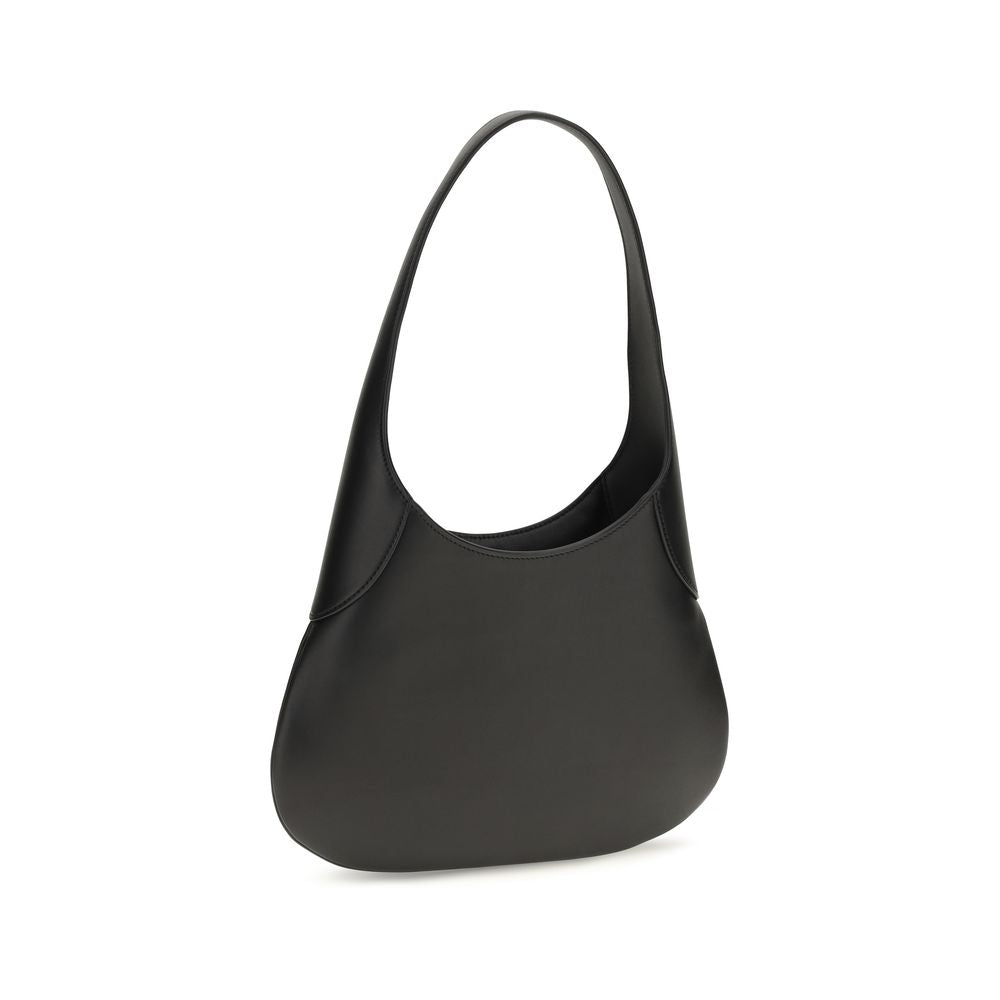 Khaite Black Calf Leather Bos Taurus Shoulder Bag Curated Luxury Accessories by Orvyn